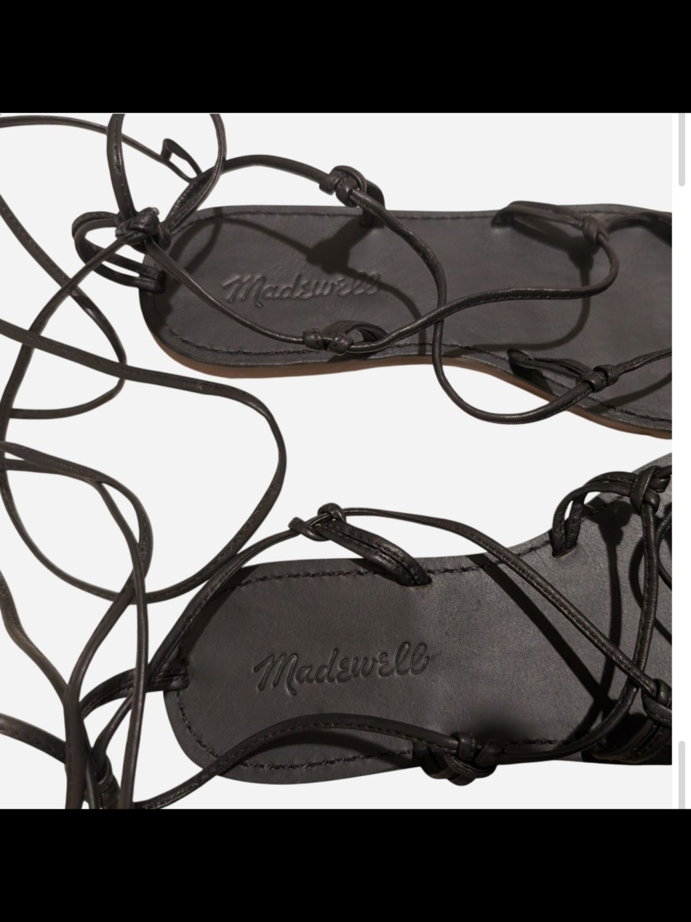 Pre-owned Madewell Black Lace-Up Gladiator Sandals - Picture 6 of 7